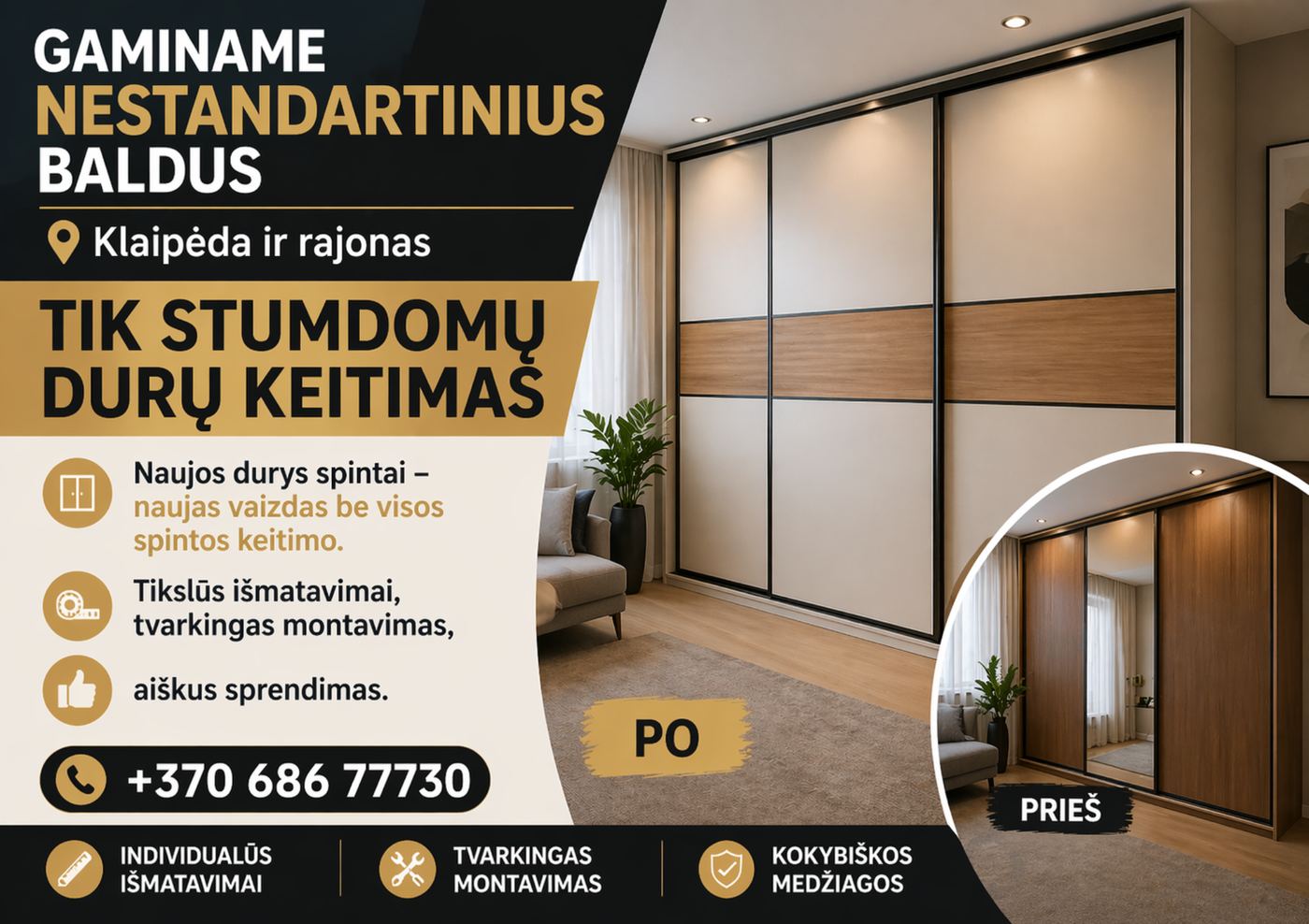 B-002 Tik Stumdomu Duru Keitimas