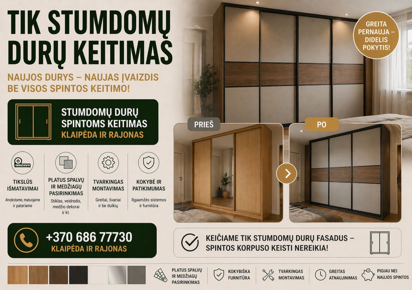 B-010 Stumdomu Duru Keitimas